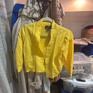 Ronni Nicole Yellow Textured Knit Cardigan 3/4 sleeves